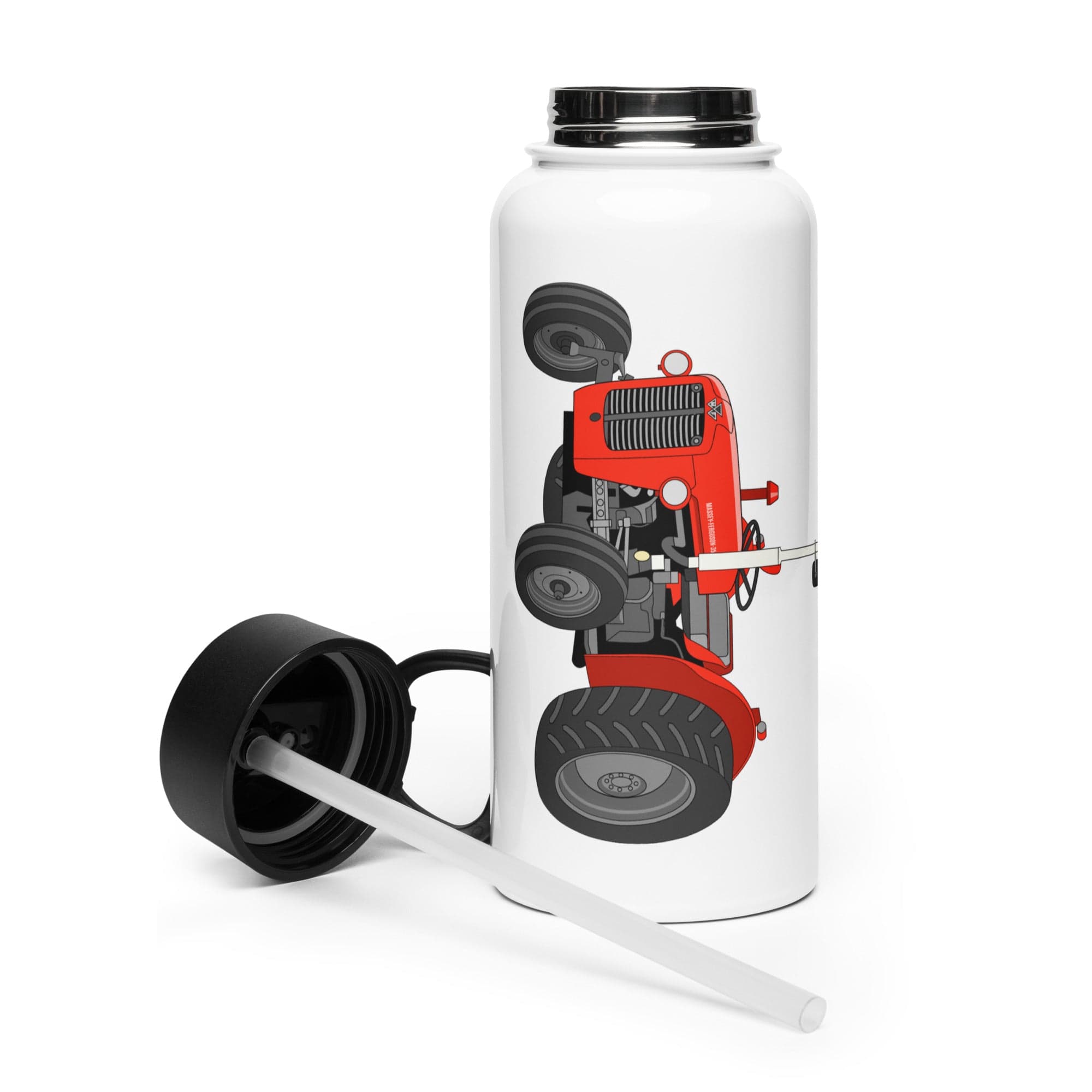 The Tractor Mugs Store Massey Ferguson 35X | Stainless steel water bottle with a straw lid Quality Farmers Merch