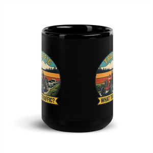 The Tractor Mugs Store Massey Ferguson 35X TRAFFIC WHAT TRAFFIC? Outdoor | Black Mug Quality Farmers Merch