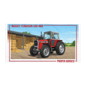 The Tractor Mugs Store Massey Ferguson 590 4WD PROPER HORSES! | Super Soft Towel Quality Farmers Merch