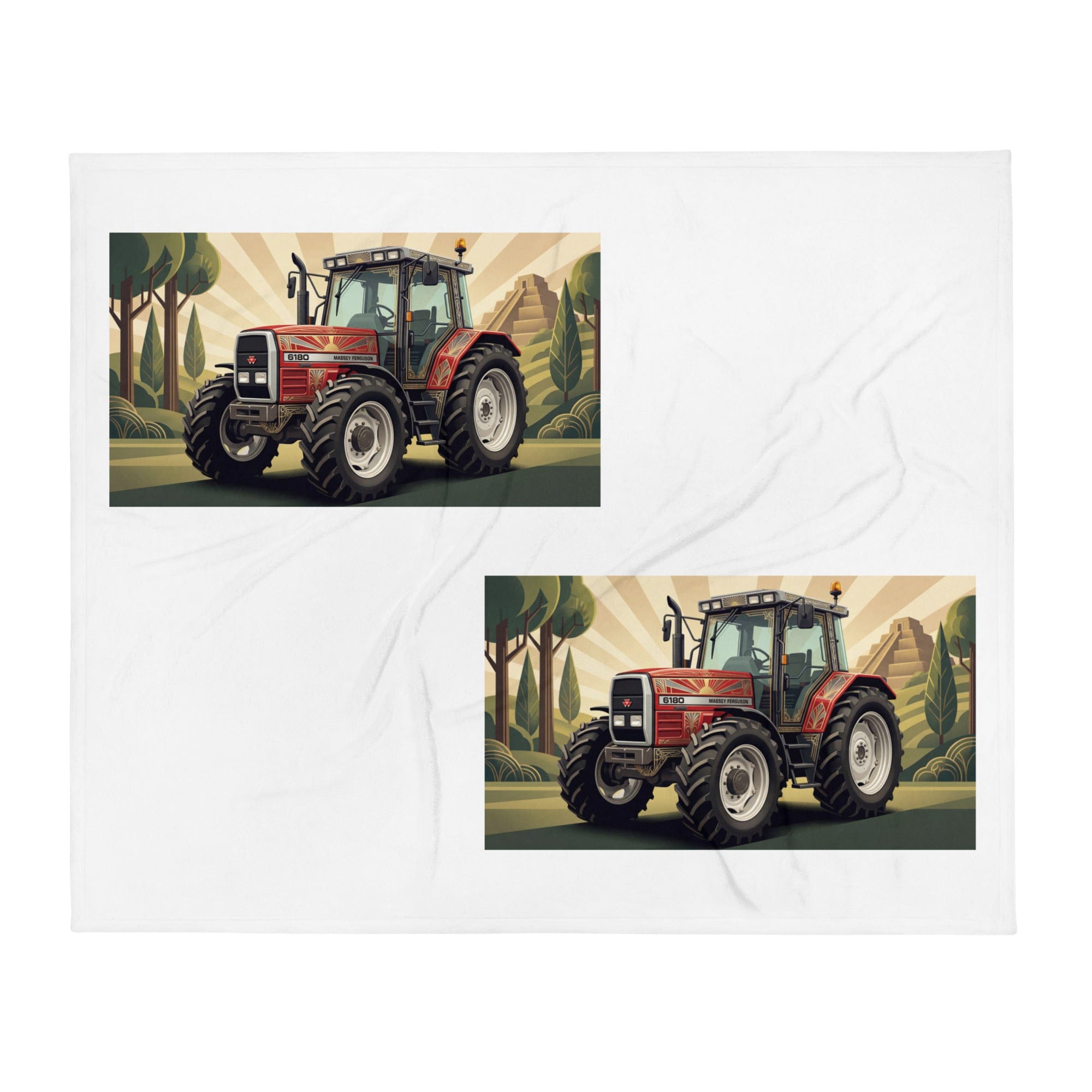 The Tractor Mugs Store Massey Ferguson 6180 | Art Deco Throw Blanket Quality Farmers Merch