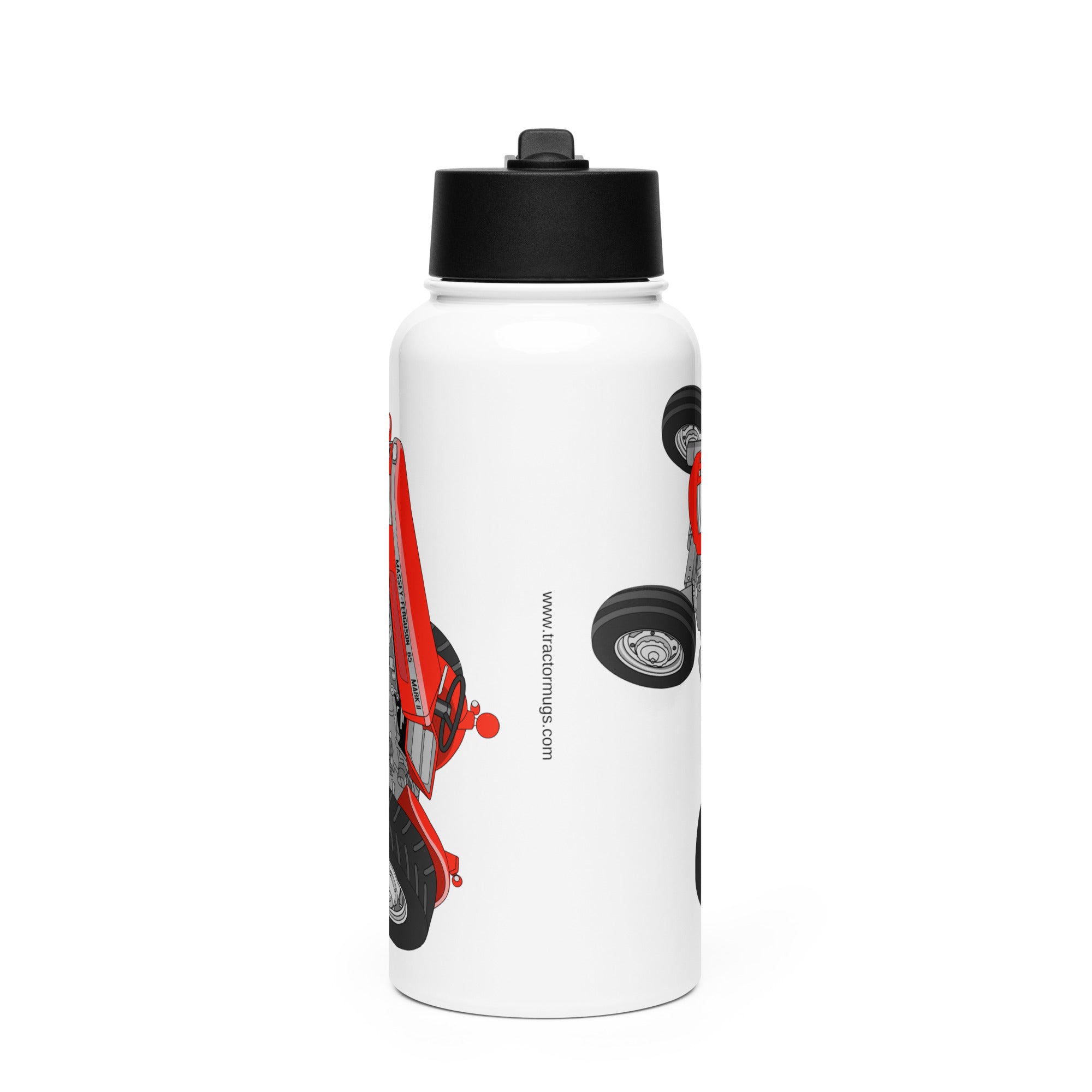 The Tractor Mugs Store Massey-Ferguson 65 Mark II | Stainless steel water bottle with a straw lid Quality Farmers Merch