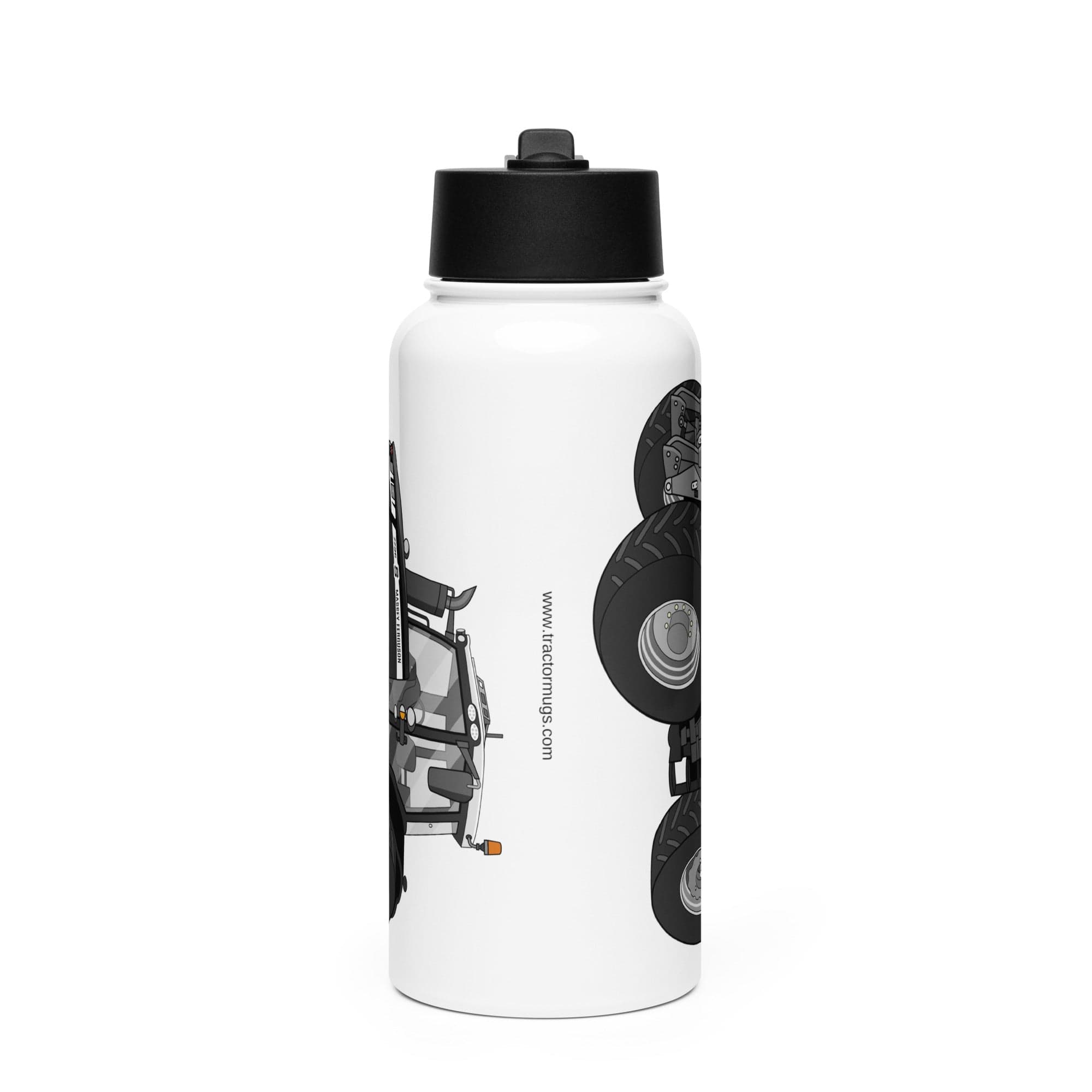 The Tractor Mugs Store Massey Ferguson 7726S Black Beauty | Stainless steel water bottle with a straw lid Quality Farmers Merch