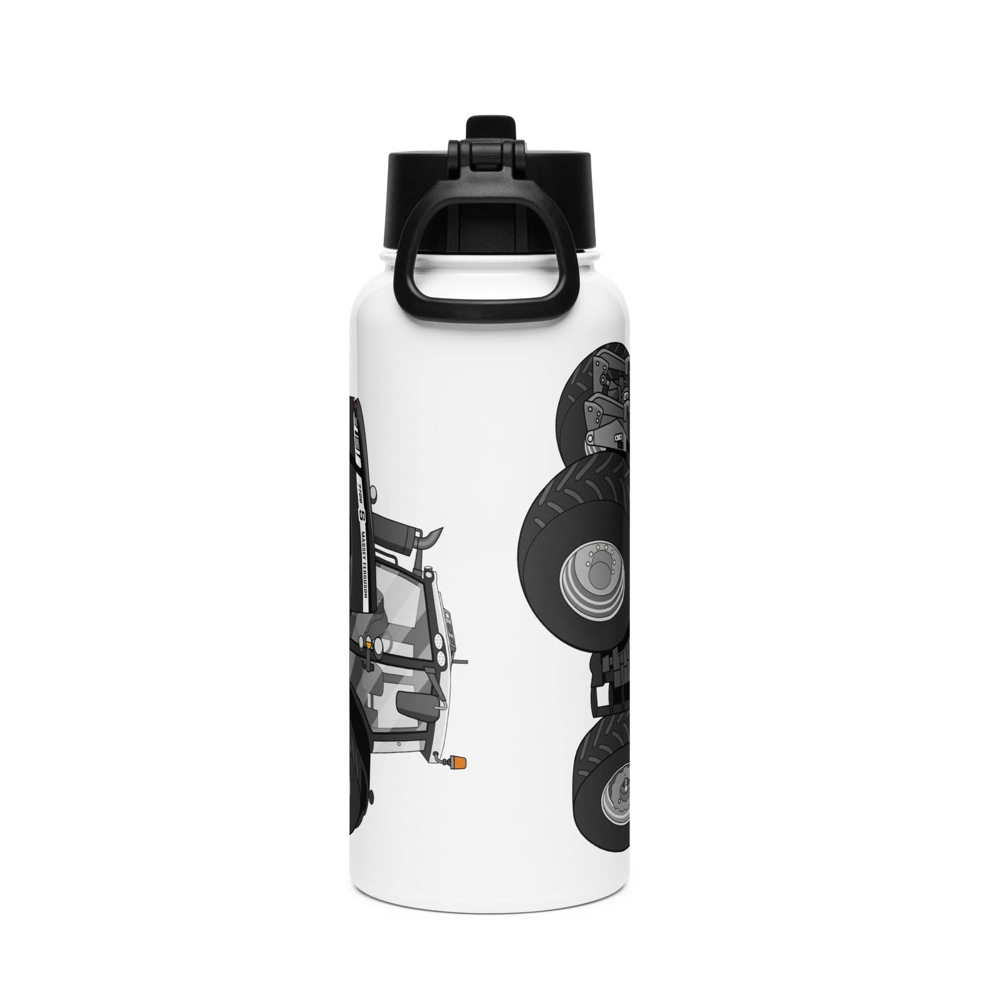 The Tractor Mugs Store Massey Ferguson 7726S Black Beauty | Stainless steel water bottle with a straw lid Quality Farmers Merch