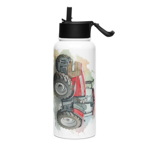 The Tractor Mugs Store McCormick MTX 150 Signature Edition Watercolor | Stainless steel water bottle with a straw lid Quality Farmers Merch