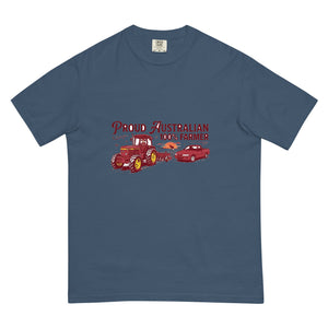 The Tractor Mugs Store Midnight John Deere 3350 4WD PROUD AUSTRALIAN 100% FARMER Two Tone | Unisex Premium T-shirt Quality Farmers Merch