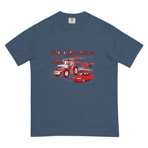 The Tractor Mugs Store Midnight John Deere 7810 PROUD AUSTRALIAN 100% FARMER Two Tone | Unisex Premium T-shirt Quality Farmers Merch