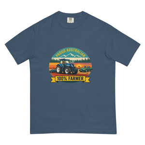 The Tractor Mugs Store Midnight New Holland T7.210 PROUD AUSTRALIAN 100% FARMER Outdoor | Unisex Premium T-shirt Quality Farmers Merch