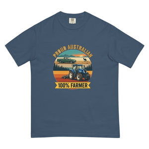 The Tractor Mugs Store Midnight New Holland T7.210 PROUD AUSTRALIAN 100% FARMER Outdoor | Unisex Premium T-shirt Quality Farmers Merch