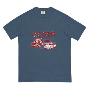 The Tractor Mugs Store Midnight New Holland T7.210 PROUD AUSTRALIAN 100% FARMER Two Tone | Unisex Premium T-shirt Quality Farmers Merch
