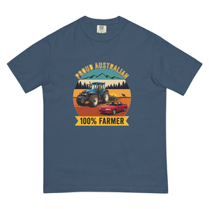 The Tractor Mugs Store Midnight New Holland TM 155 PROUD AUSTRALIAN 100% FARMER Outdoor | Unisex Premium T-shirt Quality Farmers Merch