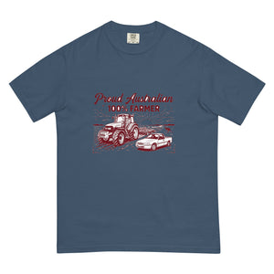 The Tractor Mugs Store Midnight New Holland TM 155 PROUD AUSTRALIAN 100% FARMER Two Tone | Unisex Premium T-shirt Quality Farmers Merch