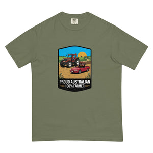 The Tractor Mugs Store Moss FIATAGRI F140 PROUD AUSTRALIAN 100% FARMER Bright | Unisex Premium T-shirt Quality Farmers Merch