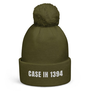 The Tractor Mugs Store Moss Green Case IH 1394 | Pom-Pom Beanie Quality Farmers Merch