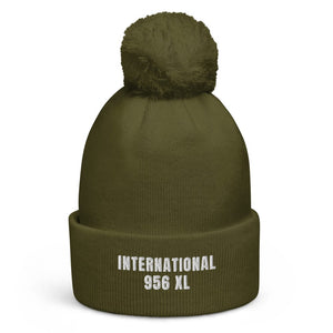 The Tractor Mugs Store Moss Green International 956 XL | Pom-Pom Beanie Quality Farmers Merch