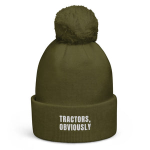 The Tractor Mugs Store Moss Green Tractors, Obviously | Pom-Pom Beanie Quality Farmers Merch