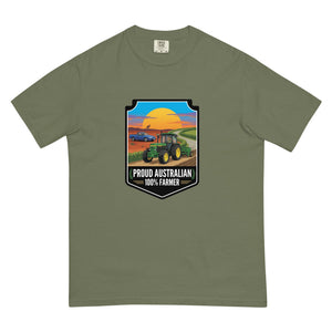 The Tractor Mugs Store Moss John Deere 3350 PROUD AUSTRALIAN 100% FARMER Bright | Unisex Premium T-shirt Quality Farmers Merch