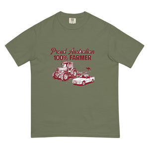 The Tractor Mugs Store Moss Massey Ferguson 3075 PROUD AUSTRALIAN 100% FARMER Two Tone | Unisex Premium T-shirt Quality Farmers Merch