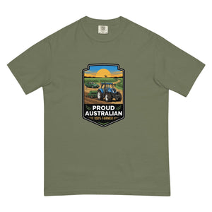 The Tractor Mugs Store Moss New Holland T7.210 PROUD AUSTRALIAN 100% FARMER Bright | Unisex Premium T-shirt Quality Farmers Merch