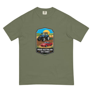 The Tractor Mugs Store Moss New Holland T7.225 PROUD AUSTRALIAN 100% FARMER Bright | Unisex Premium T-shirt Quality Farmers Merch