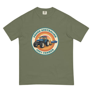 The Tractor Mugs Store Moss New Holland TM 155 PROUD AUSTRALIAN 100% FARMER Retro | Unisex Premium T-shirt Quality Farmers Merch
