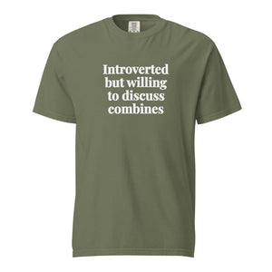 The Tractor Mugs Store Moss / S Introverted But Willing To Discuss Combines | Unisex Premium T-shirt Quality Farmers Merch
