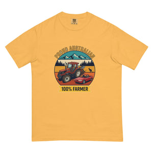 The Tractor Mugs Store Mustard FIATAGRI F140 PROUD AUSTRALIAN 100% FARMER Outdoor | Unisex Premium T-shirt Quality Farmers Merch