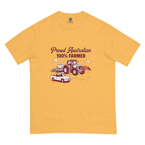 The Tractor Mugs Store Mustard John Deere 6930 PROUD AUSTRALIAN 100% FARMER Two Tone | Unisex Premium T-shirt Quality Farmers Merch