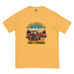 The Tractor Mugs Store Mustard Massey Ferguson 135 PROUD AUSTRALIAN 100% FARMER Outdoor | Unisex Premium T-shirt Quality Farmers Merch