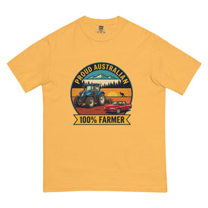 The Tractor Mugs Store Mustard New Holland T7.225 PROUD AUSTRALIAN 100% FARMER Outdoor | Unisex Premium T-shirt Quality Farmers Merch