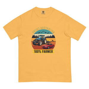The Tractor Mugs Store Mustard New Holland TM 155 PROUD AUSTRALIAN 100% FARMER Outdoor | Unisex Premium T-shirt Quality Farmers Merch