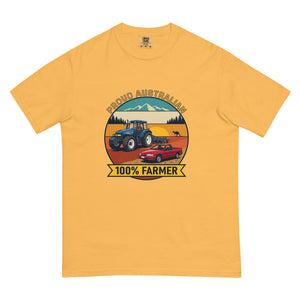 The Tractor Mugs Store Mustard New Holland TM 155 PROUD AUSTRALIAN 100% FARMER Outdoor | Unisex Premium T-shirt Quality Farmers Merch