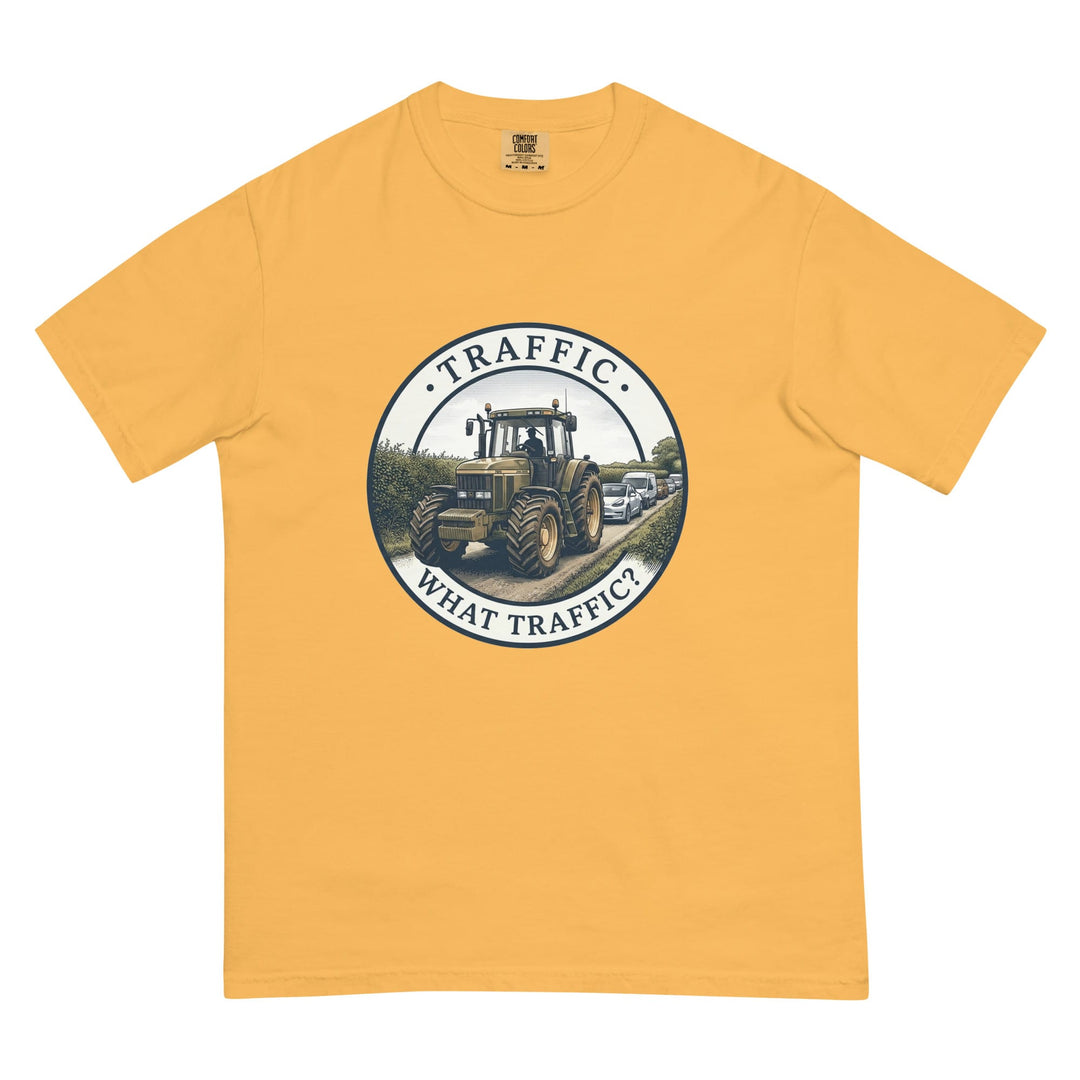 The Tractor Mugs Store Mustard / S John Deere 7810 TRAFFIC WHAT TRAFFIC? Engraving | Unisex Premium T-shirt Quality Farmers Merch