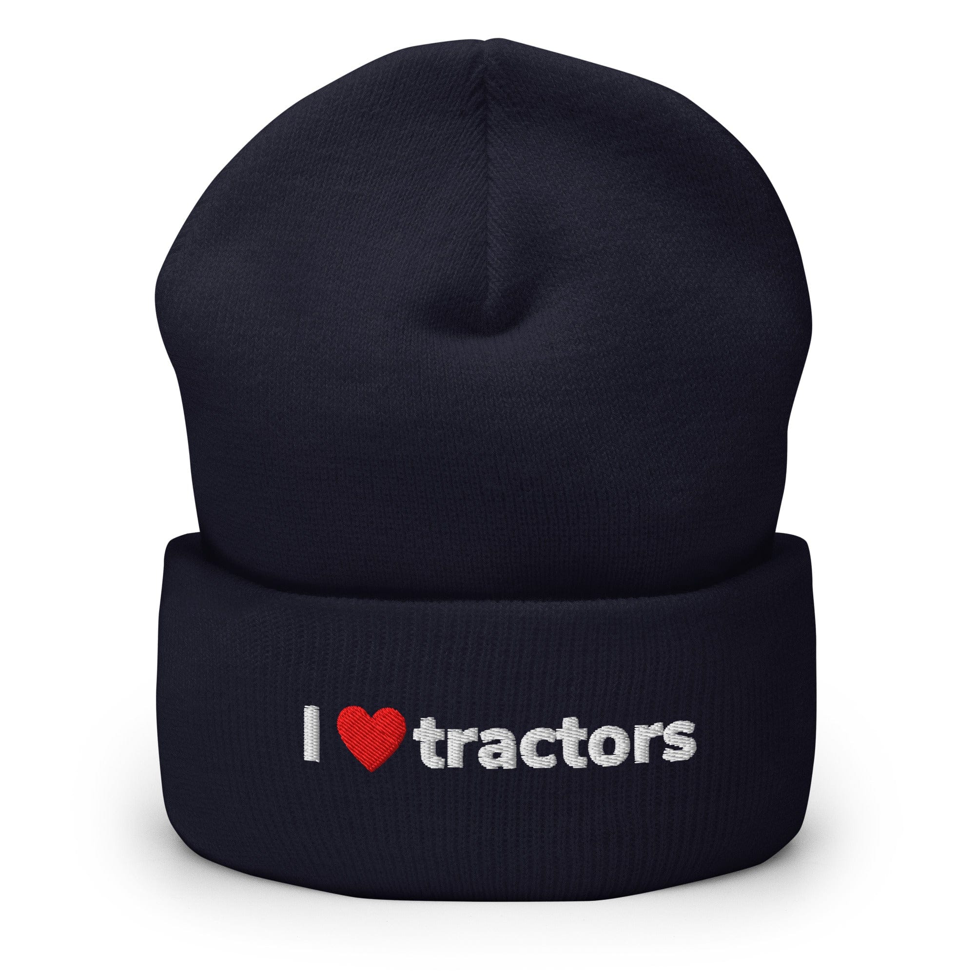 The Tractor Mugs Store Navy I Love Tractors | Cuffed Beanie Quality Farmers Merch