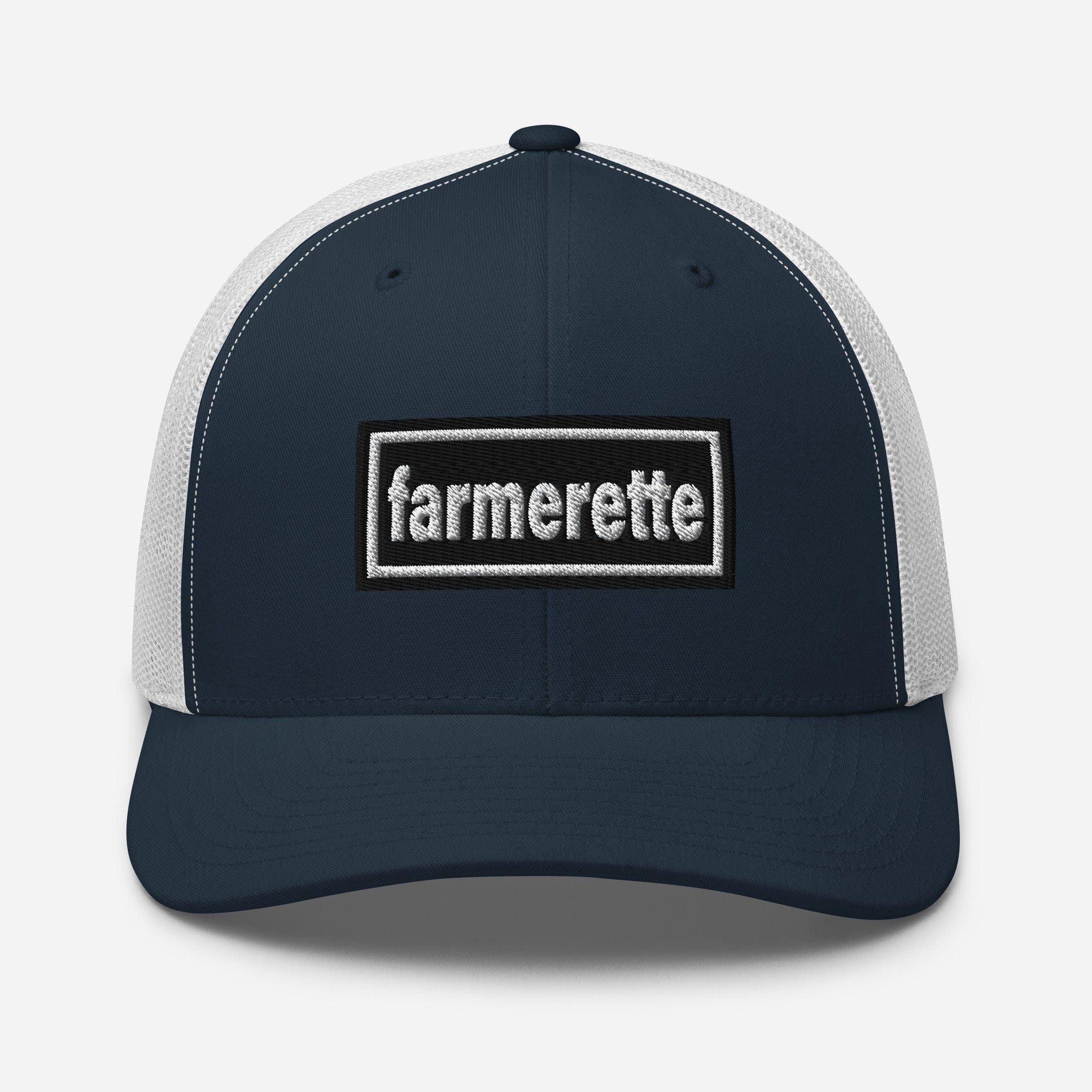 The Tractor Mugs Store Navy/ White Oasis Style Retro Farmerette | Trucker Cap Quality Farmers Merch