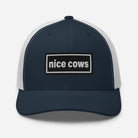 The Tractor Mugs Store Navy/ White Oasis Style Retro Nice Cows | Trucker Cap Quality Farmers Merch