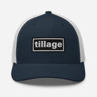 The Tractor Mugs Store Navy/ White Oasis Style Retro Tillage | Trucker Cap Quality Farmers Merch