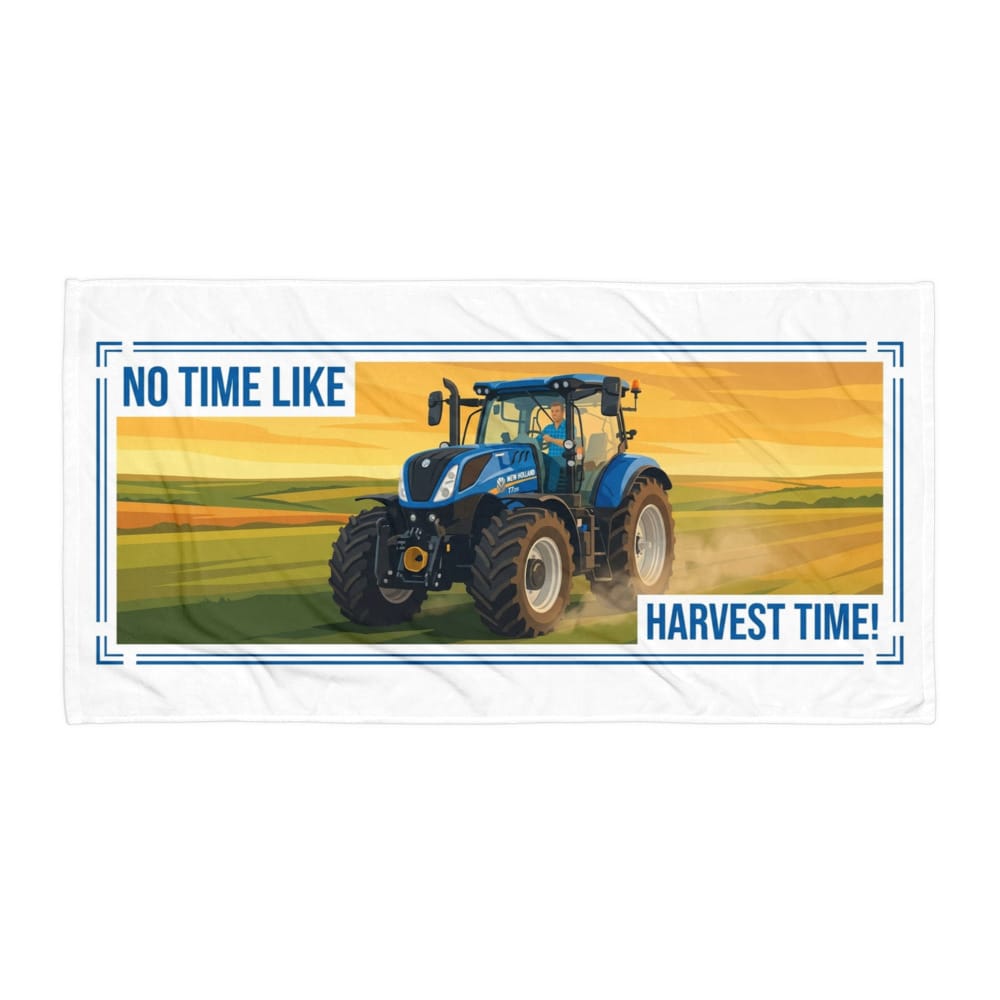 The Tractor Mugs Store New Holland T7.225 NO TIME LIKE HARVEST TIME! Rect Line H | Beach Towel Quality Farmers Merch