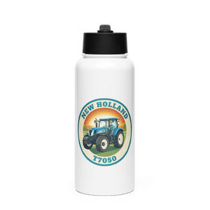 The Tractor Mugs Store New Holland T7050 | Stainless Steel Water Bottle Quality Farmers Merch