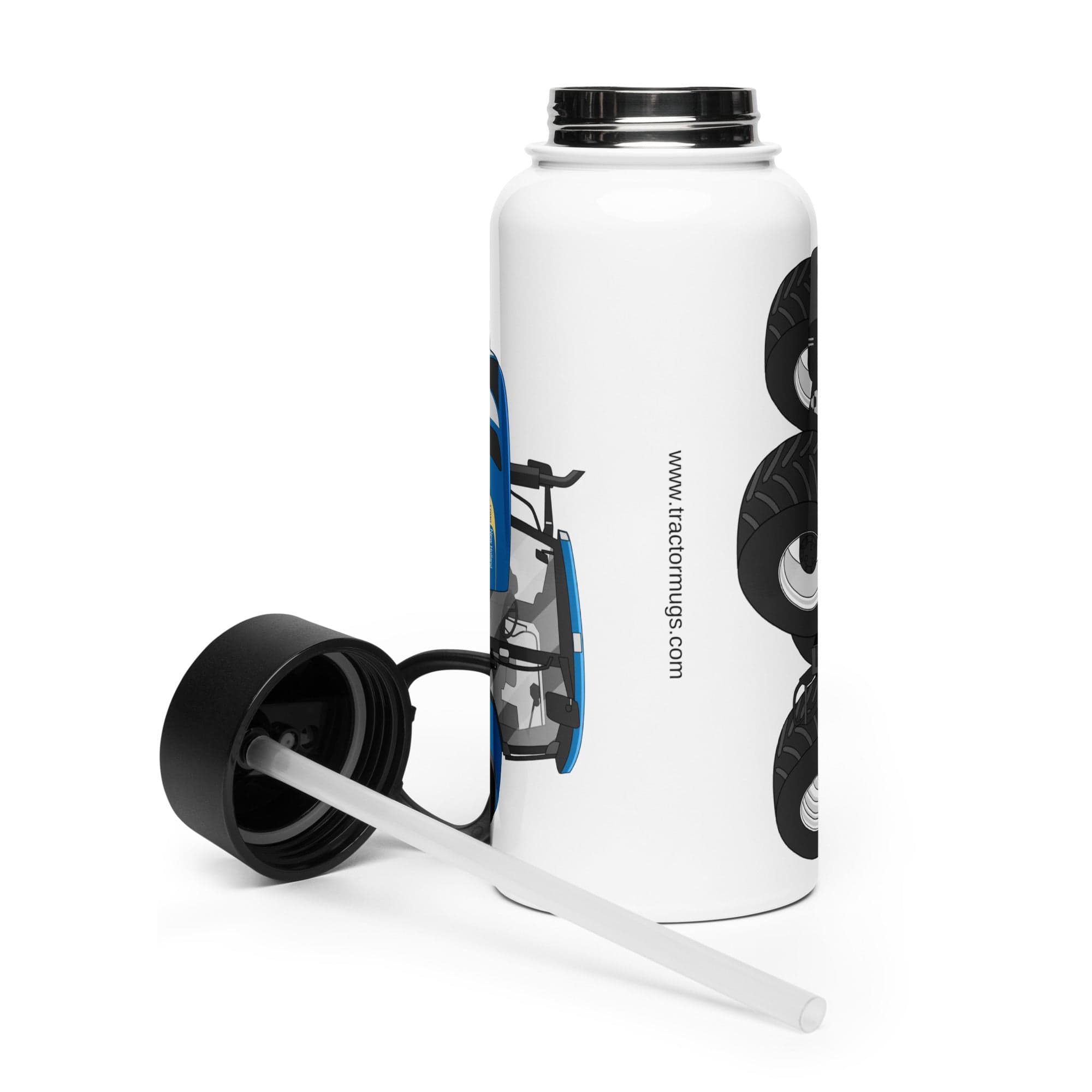 The Tractor Mugs Store New Holland The 7040-1 | Stainless steel water bottle with a straw lid Quality Farmers Merch