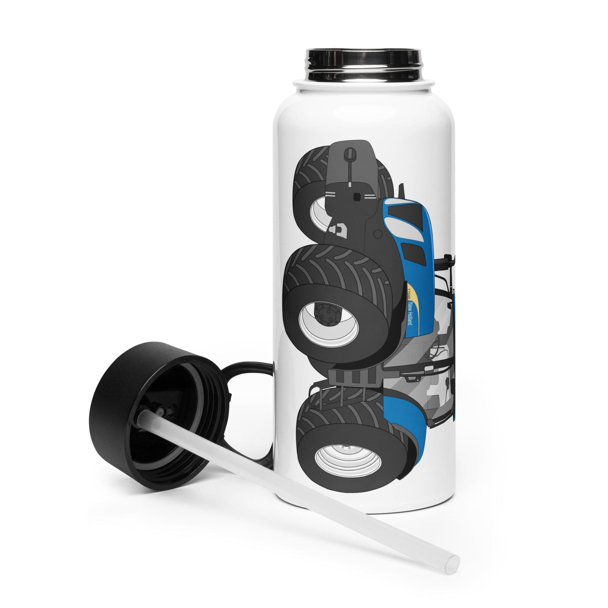 The Tractor Mugs Store New Holland The 7040-1 | Stainless steel water bottle with a straw lid Quality Farmers Merch