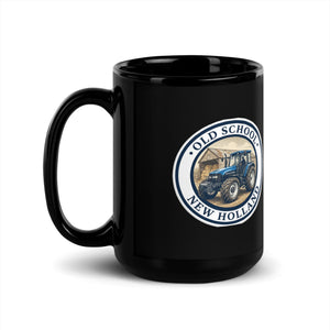 The Tractor Mugs Store New Holland TM 135 OLD SCHOOL NEW HOLLAND Engraving | Black Mug Quality Farmers Merch