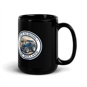 The Tractor Mugs Store New Holland TM 135 OLD SCHOOL NEW HOLLAND Engraving | Black Mug Quality Farmers Merch