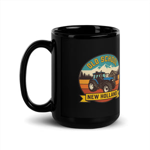 The Tractor Mugs Store New Holland TM 135 OLD SCHOOL NEW HOLLAND Outdoor | Black Mug Quality Farmers Merch