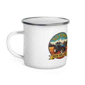 The Tractor Mugs Store New Holland TM 135 OLD SCHOOL NEW HOLLAND Outdoor | Enamel Mug Quality Farmers Merch