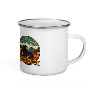 The Tractor Mugs Store New Holland TM 135 OLD SCHOOL NEW HOLLAND Outdoor | Enamel Mug Quality Farmers Merch