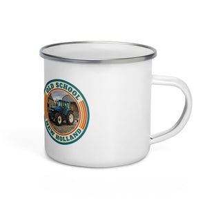 The Tractor Mugs Store New Holland TM 135 OLD SCHOOL NEW HOLLAND Retro | Enamel Mug Quality Farmers Merch