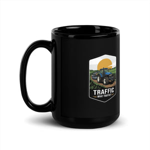 The Tractor Mugs Store New Holland TM 135 TRAFFIC WHAT TRAFFIC? Bright | Black Mug Quality Farmers Merch
