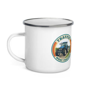 The Tractor Mugs Store New Holland TM 135 TRAFFIC WHAT TRAFFIC? Retro | Enamel Mug Quality Farmers Merch