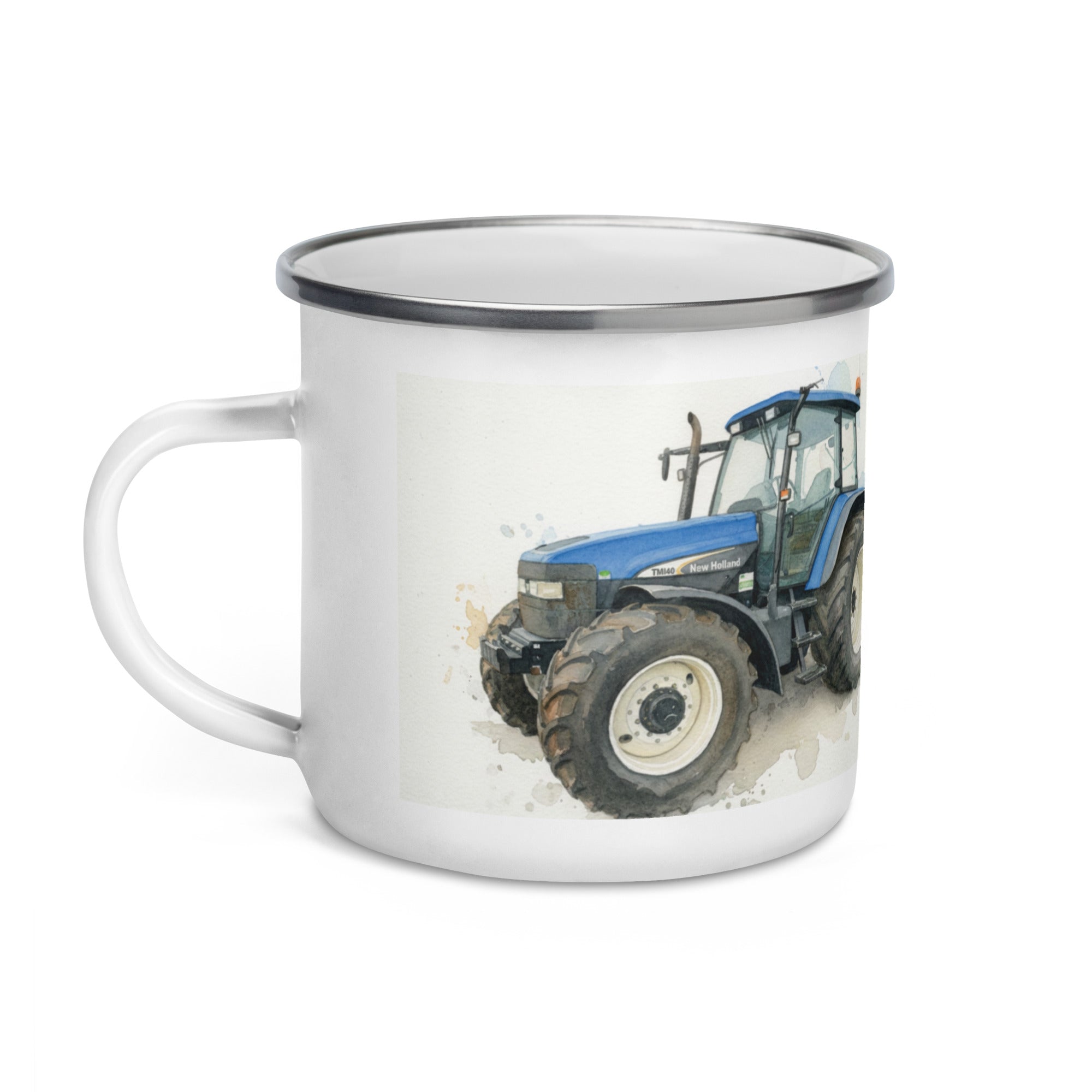 The Tractor Mugs Store New Holland TM 140 Water Colour | Enamel Mug Quality Farmers Merch