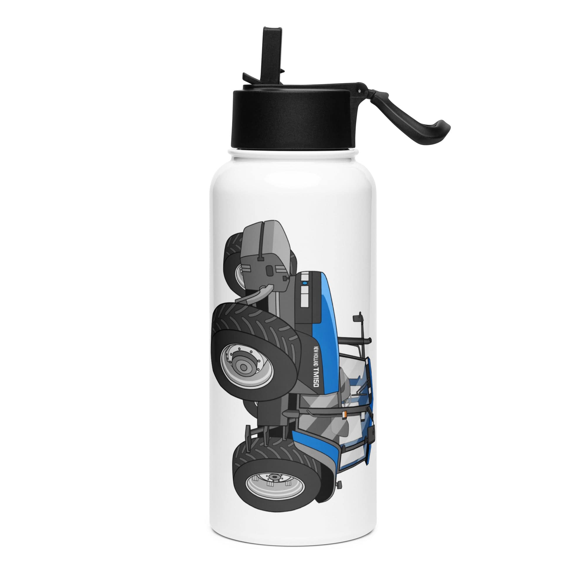 The Tractor Mugs Store New Holland TM 150 Super Steer | Stainless steel water bottle with a straw lid Quality Farmers Merch